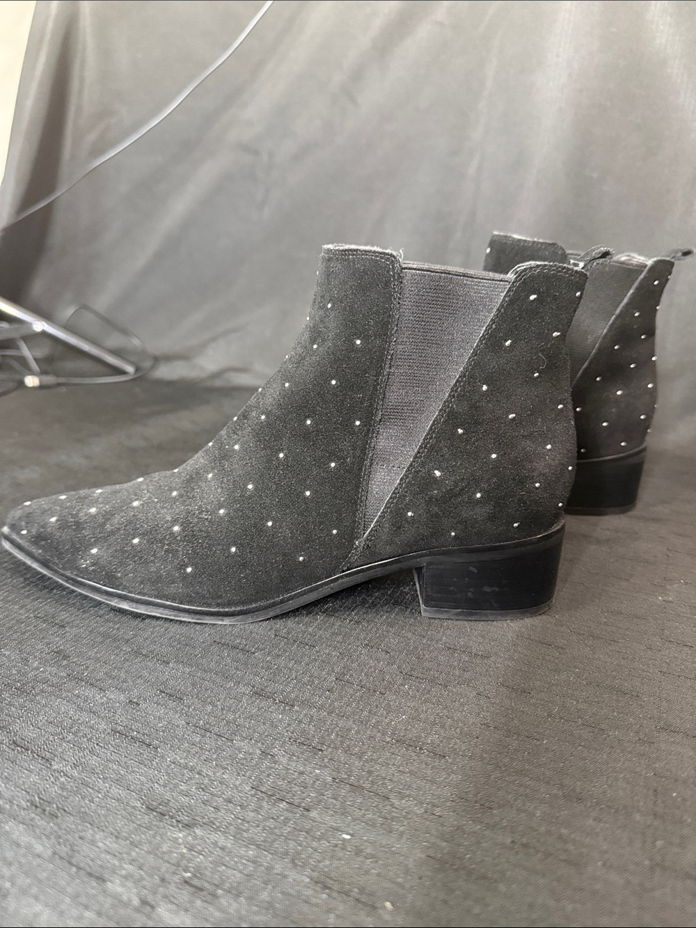 Marc Fisher Black Studded Suede Chelsea Booties Size 7.5 Boots